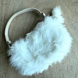 Gymboree Kids Faux Fur Shoulder Bag White Fluffy Mini Purse 2005 Girls Accessory
